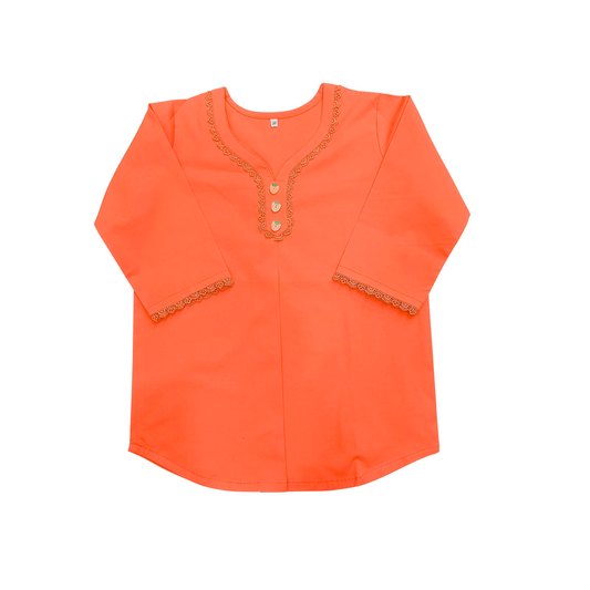 Orange Crepe Laces Top