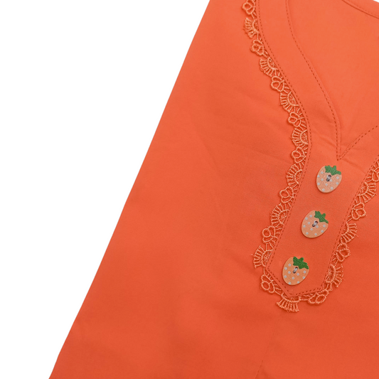 Orange Crepe Laces Top